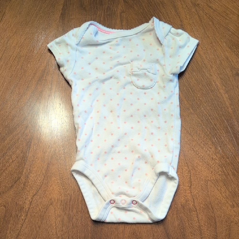 Cloud Island White and Pink Dotted Bodysuit